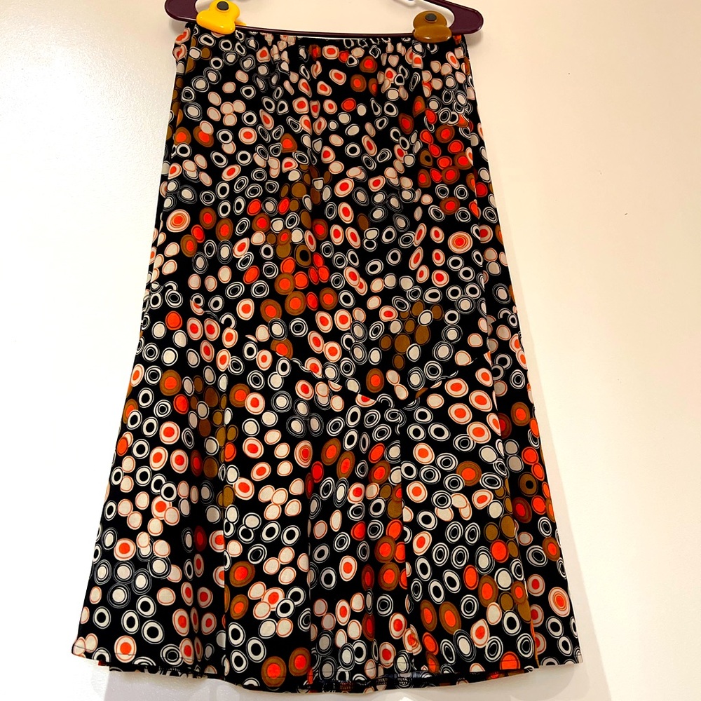 Multi colored polka dot xl skirt, unique style blend of godet and circle make